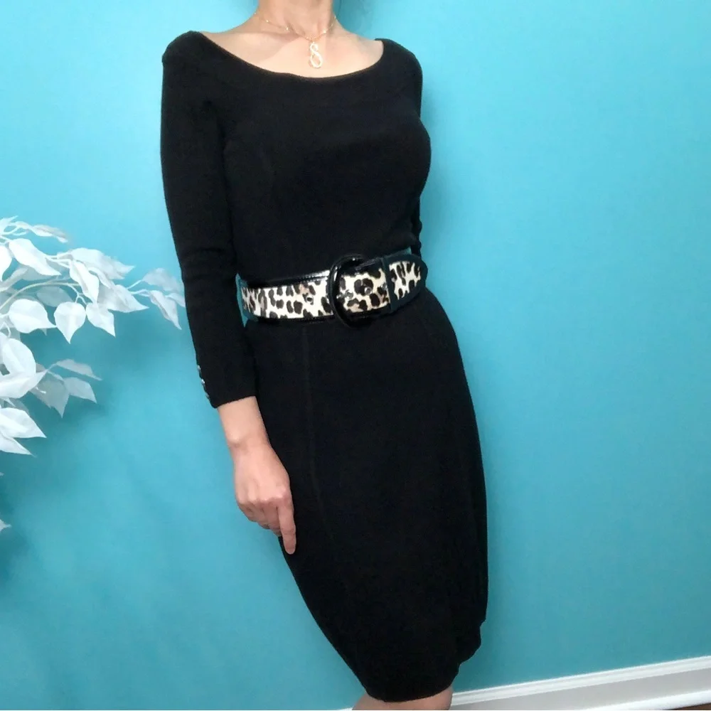 White House Black Market (WHBM) 3/4 Sleeve Button Detail Pullover Sweater Dress - Picture 2 of 9